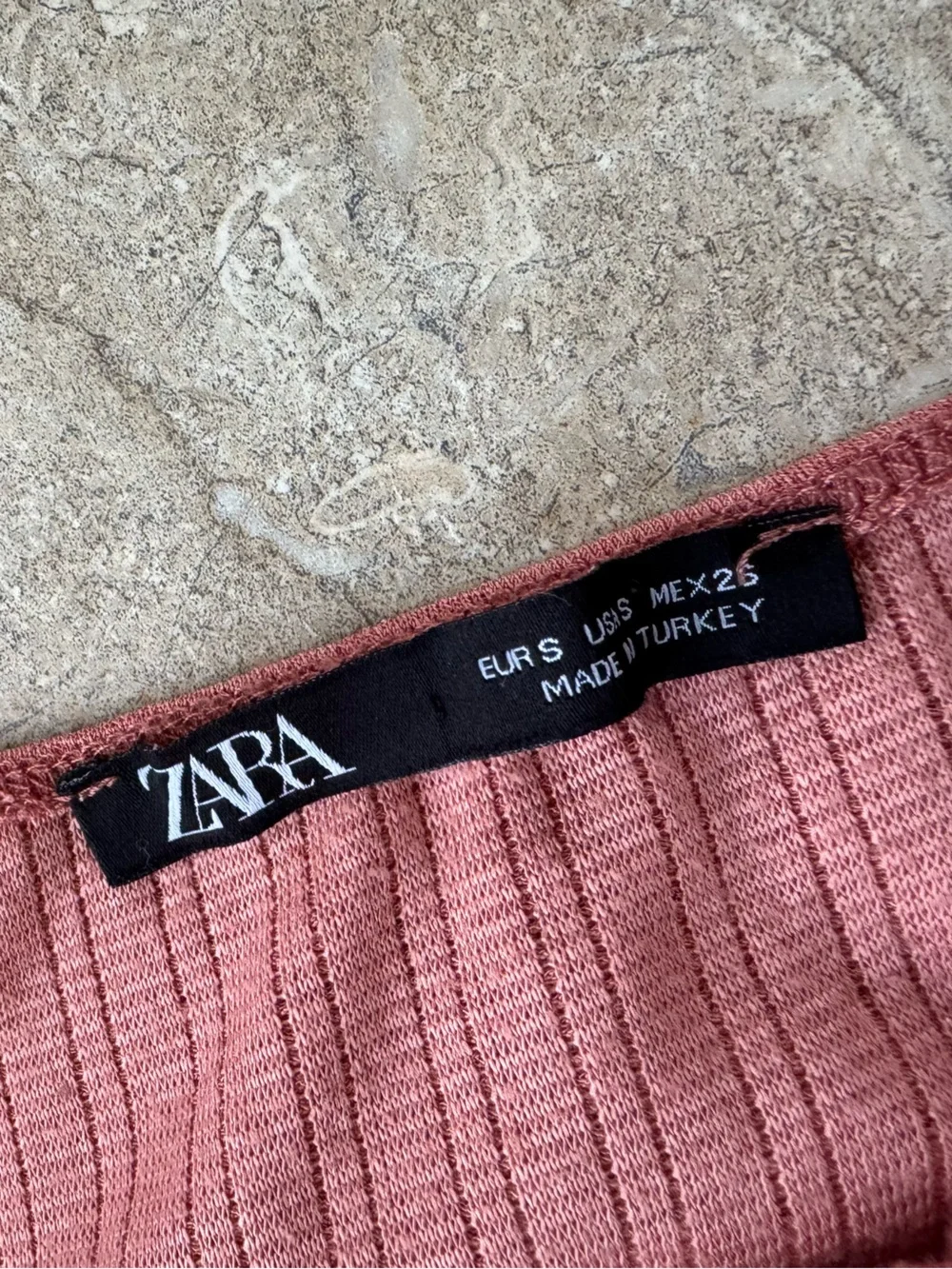 Zara Terracotta Orangey-Pink Midi Bodycon Dress, Size Small - Picture 7 of 8